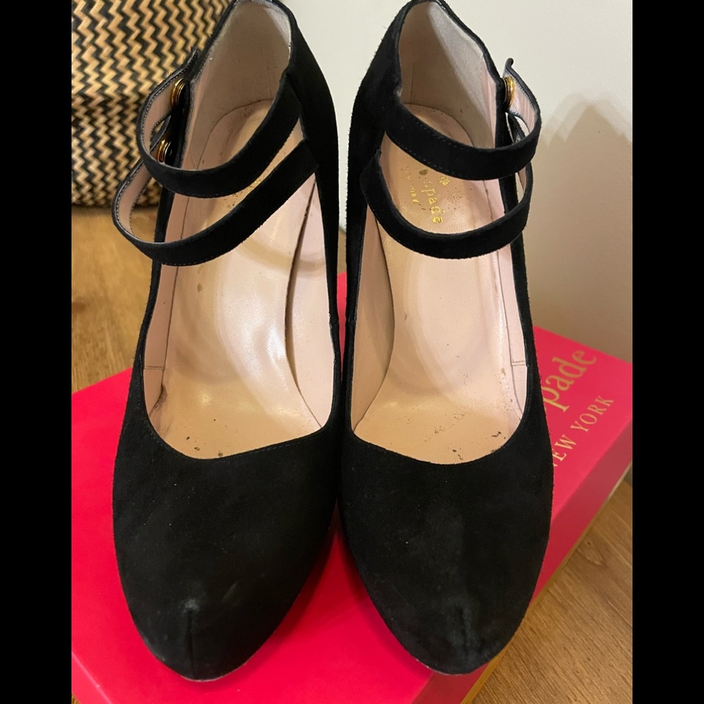 Black suede Kate Spade heels